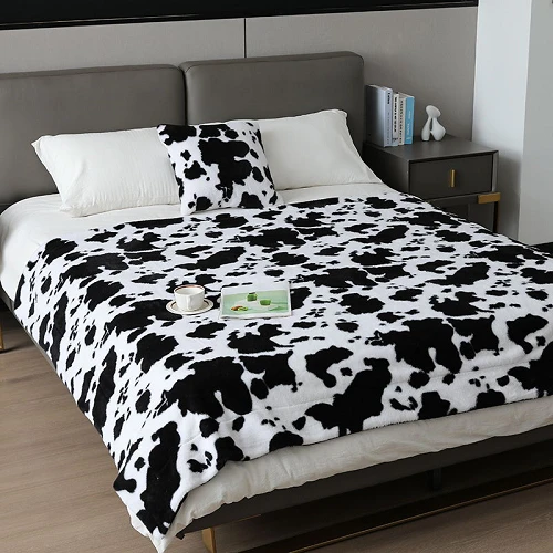 Cow Printed Blanket For Winter