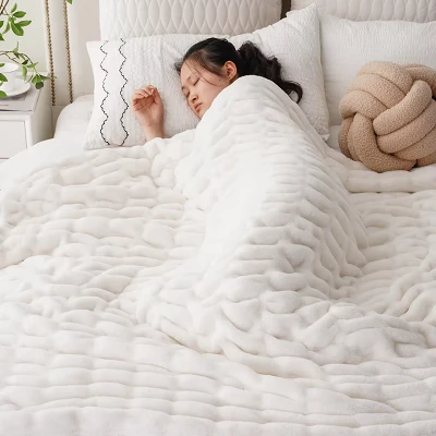 Artificial fur Mink Throw Blanket