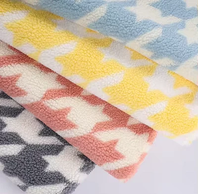 Houndstooth sherpa bárány szőrme gyapjúszövet