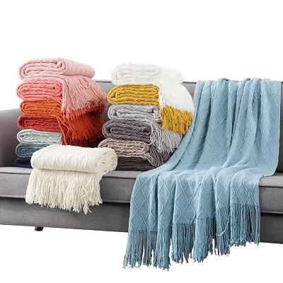 Bojt jacquard kötött takaró